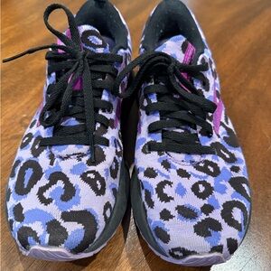 Brooks Purple and Black Sneakers with Leopard Print